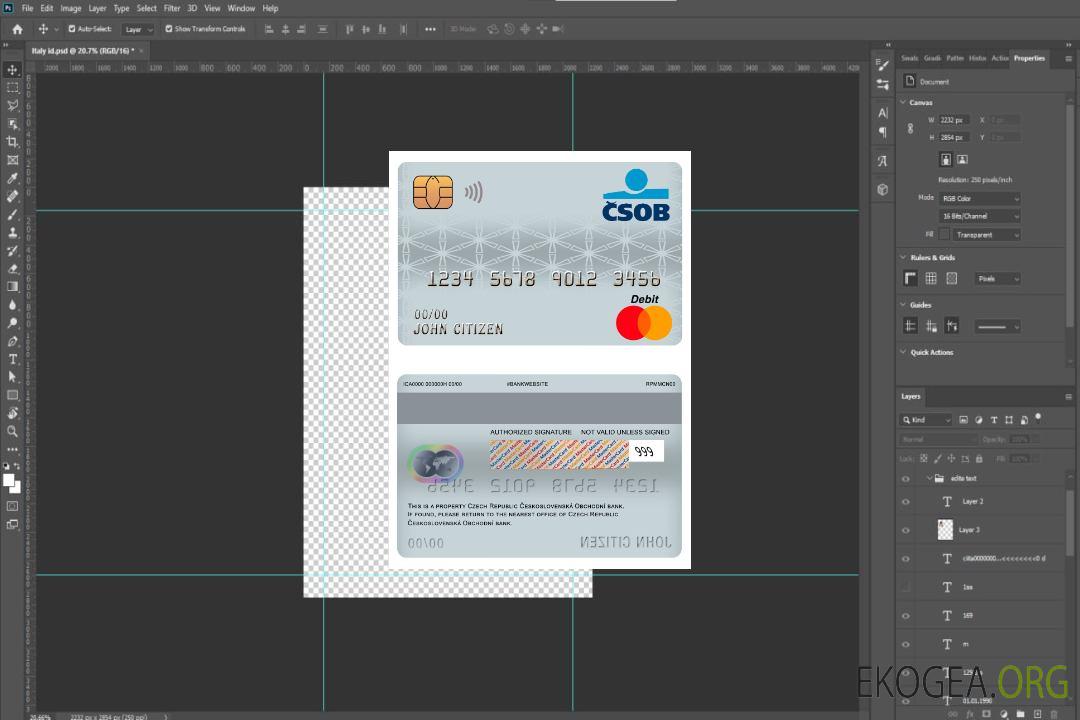 République tchèque Ceskoslovenská Obchodní carte de débit visa bancaire template